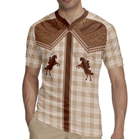 Aloha Hawaii Cowboys Paniolo Rugby Jersey Beige Palaka - Polynesian Pride