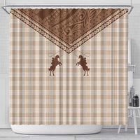 Aloha Hawaii Cowboys Paniolo Shower Curtain Beige Palaka - Polynesian Pride