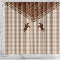 Aloha Hawaii Cowboys Paniolo Shower Curtain Beige Palaka - Polynesian Pride
