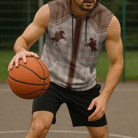 Aloha Hawaii Cowboys Paniolo Sleeveless Hoodie Beige Palaka - Polynesian Pride