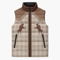 Aloha Hawaii Cowboys Paniolo Sleeveless Puffer Jacket Beige Palaka - Polynesian Pride