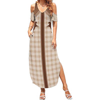 Aloha Hawaii Cowboys Paniolo Summer Maxi Dress Beige Palaka - Polynesian Pride