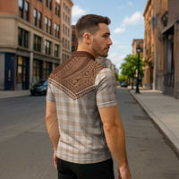 Aloha Hawaii Cowboys Paniolo Zipper Polo Shirt Beige Palaka - Polynesian Pride