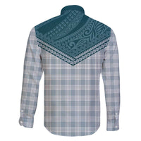 Aloha Hawaii Cowboys Paniolo Family Matching Off The Shoulder Long Sleeve Dress and Hawaiian Shirt Teal Palaka - Polynesian Pride