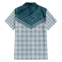 Aloha Hawaii Cowboys Paniolo Family Matching Short Sleeve Bodycon Dress and Hawaiian Shirt Teal Palaka - Polynesian Pride