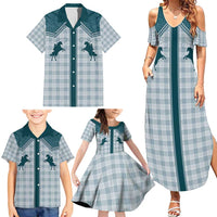 Aloha Hawaii Cowboys Paniolo Family Matching Summer Maxi Dress and Hawaiian Shirt Teal Palaka - Polynesian Pride