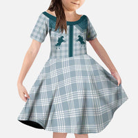 Aloha Hawaii Cowboys Paniolo Kid Short Sleeve Dress Teal Palaka - Polynesian Pride