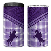 Aloha Hawaii Cowboys Paniolo 4 in 1 Can Cooler Tumbler Violet Palaka - Polynesian Pride