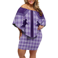 Aloha Hawaii Cowboys Paniolo Family Matching Off Shoulder Short Dress and Hawaiian Shirt Violet Palaka - Polynesian Pride