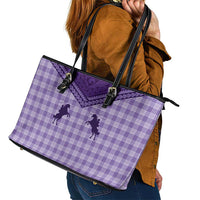 Aloha Hawaii Cowboys Paniolo Leather Tote Bag Violet Palaka - Polynesian Pride