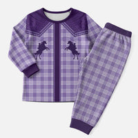 Aloha Hawaii Cowboys Paniolo Christmas Pajama Set Violet Palaka - Polynesian Pride