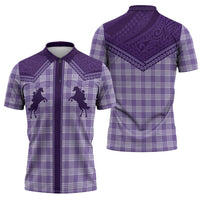 Aloha Hawaii Cowboys Paniolo Zipper Polo Shirt Violet Palaka - Polynesian Pride
