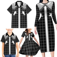 Aloha Hawaii Cowboys Paniolo Family Matching Long Sleeve Bodycon Dress and Hawaiian Shirt Black Palaka - Polynesian Pride