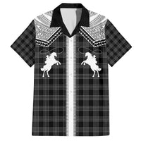 Aloha Hawaii Cowboys Paniolo Family Matching Short Sleeve Bodycon Dress and Hawaiian Shirt Black Palaka - Polynesian Pride