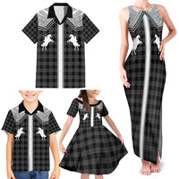 Aloha Hawaii Cowboys Paniolo Family Matching Tank Maxi Dress and Hawaiian Shirt Black Palaka - Polynesian Pride