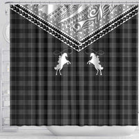 Aloha Hawaii Cowboys Paniolo Shower Curtain Black Palaka - Polynesian Pride