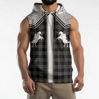 Aloha Hawaii Cowboys Paniolo Sleeveless Hoodie Black Palaka - Polynesian Pride