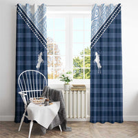 Aloha Hawaii Cowboys Paniolo Window Curtain Navy Blue Palaka - Polynesian Pride