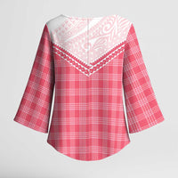 Aloha Hawaii Cowboys Paniolo Kimono Sleeve Blouse Rose Palaka - Polynesian Pride