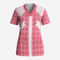 Aloha Hawaii Cowboys Paniolo Scrub Top Rose Palaka - Polynesian Pride