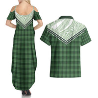 Aloha Hawaii Cowboys Paniolo Couples Matching Summer Maxi Dress and Hawaiian Shirt Forest Green Palaka - Polynesian Pride