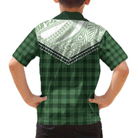 Aloha Hawaii Cowboys Paniolo Family Matching Off Shoulder Short Dress and Hawaiian Shirt Forest Green Palaka - Polynesian Pride