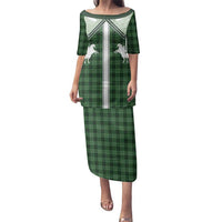 Aloha Hawaii Cowboys Paniolo Family Matching Puletasi and Hawaiian Shirt Forest Green Palaka - Polynesian Pride