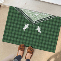 Aloha Hawaii Cowboys Paniolo Rubber Doormat Forest Green Palaka - Polynesian Pride