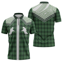 Aloha Hawaii Cowboys Paniolo Zipper Polo Shirt Forest Green Palaka - Polynesian Pride