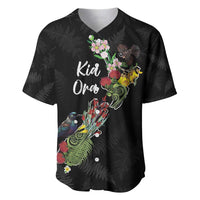 Kia Ora New Zealand Floral Personalized Baseball Jersey Black LT7 Black - Polynesian Pride