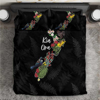 Kia Ora New Zealand Floral Bedding Set Black - Polynesian Pride