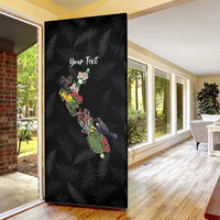 Kia Ora New Zealand Floral Personalized Door Cover Black - Polynesian Pride