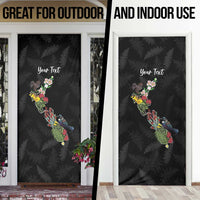 Kia Ora New Zealand Floral Personalized Door Cover Black - Polynesian Pride