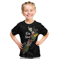 Kia Ora New Zealand Floral Personalized Kid T Shirt Black - Polynesian Pride