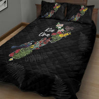 Kia Ora New Zealand Floral Quilt Bed Set Black - Polynesian Pride