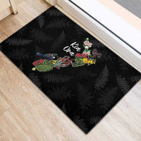 Kia Ora New Zealand Floral Rubber Doormat Black - Polynesian Pride