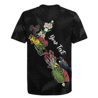 Kia Ora New Zealand Floral Personalized Rugby Jersey Black LT7 - Polynesian Pride