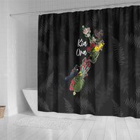 Kia Ora New Zealand Floral Shower Curtain Black - Polynesian Pride