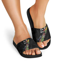 Kia Ora New Zealand Floral Slide Sandals Black - Polynesian Pride