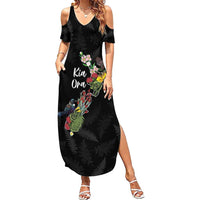 Kia Ora New Zealand Floral Personalized Summer Maxi Dress Black LT7 Women Black - Polynesian Pride