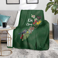 Kia Ora New Zealand Floral Blanket Sage Green - Polynesian Pride