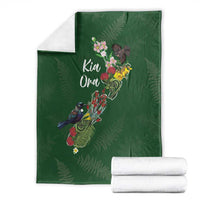 Kia Ora New Zealand Floral Blanket Sage Green - Polynesian Pride