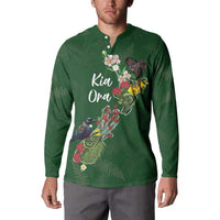 Kia Ora New Zealand Floral Personalized Button Sweatshirt Sage Green - Polynesian Pride