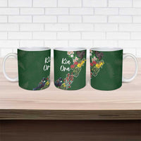 Kia Ora New Zealand Floral Ceramic Mug Sage Green - Polynesian Pride