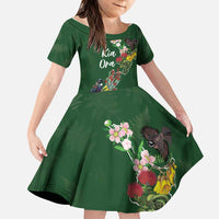 Kia Ora New Zealand Floral Personalized Family Matching Summer Maxi Dress and Hawaiian Shirt Sage Green LT7 Daughter's Dress Sage Green - Polynesian Pride