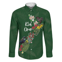 Kia Ora New Zealand Floral Personalized Family Matching Summer Maxi Dress and Hawaiian Shirt Sage Green LT7 Dad's Shirt - Long Sleeve Sage Green - Polynesian Pride