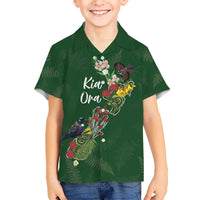 Kia Ora New Zealand Floral Personalized Family Matching Tank Maxi Dress and Hawaiian Shirt Sage Green - Polynesian Pride