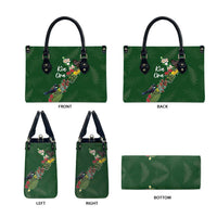 Kia Ora New Zealand Floral Leather Bag Sage Green - Polynesian Pride