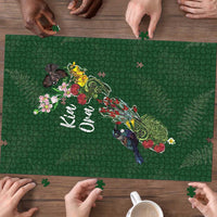 Kia Ora New Zealand Floral Puzzle Sage Green - Polynesian Pride