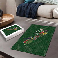 Kia Ora New Zealand Floral Puzzle Sage Green - Polynesian Pride